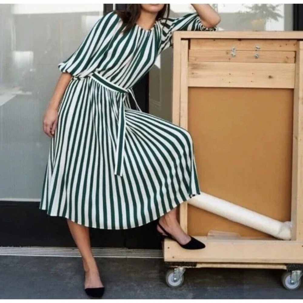 The “Who's She” Glass Green Regatta Striped Dress